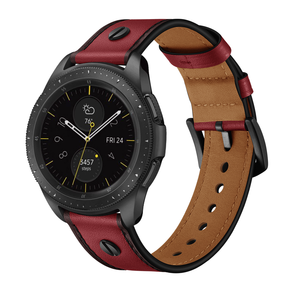 Dây Da Bò Nailed cho Galaxy Watch 4 Watch 4 Classic Galaxy Watch 3 Galaxy Active 2 Gear S3 Garmin Vivo Venu Huawei GT Size 20mm22mm - 22mm - Đỏ