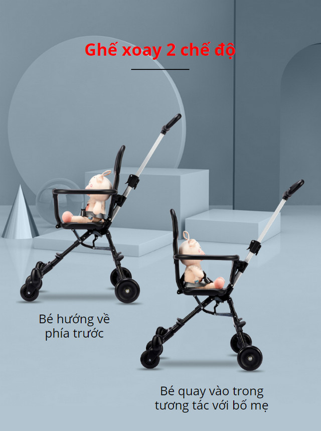 XE ĐẨY EM BÉ GẤP GỌN ĐI DU LỊCH 2-WAY REST BABY