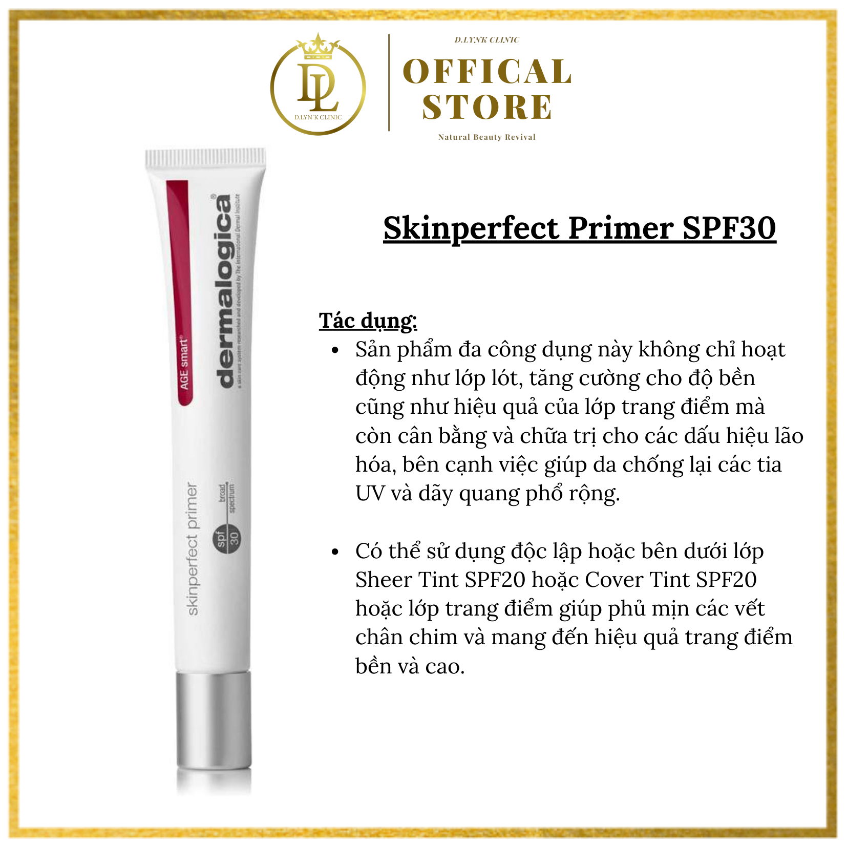 Kem chống nắng có màu giúp che khuyết điểm cho làn da lão hóa Dermalogica Skin Perfect Primer SPF30 22ml