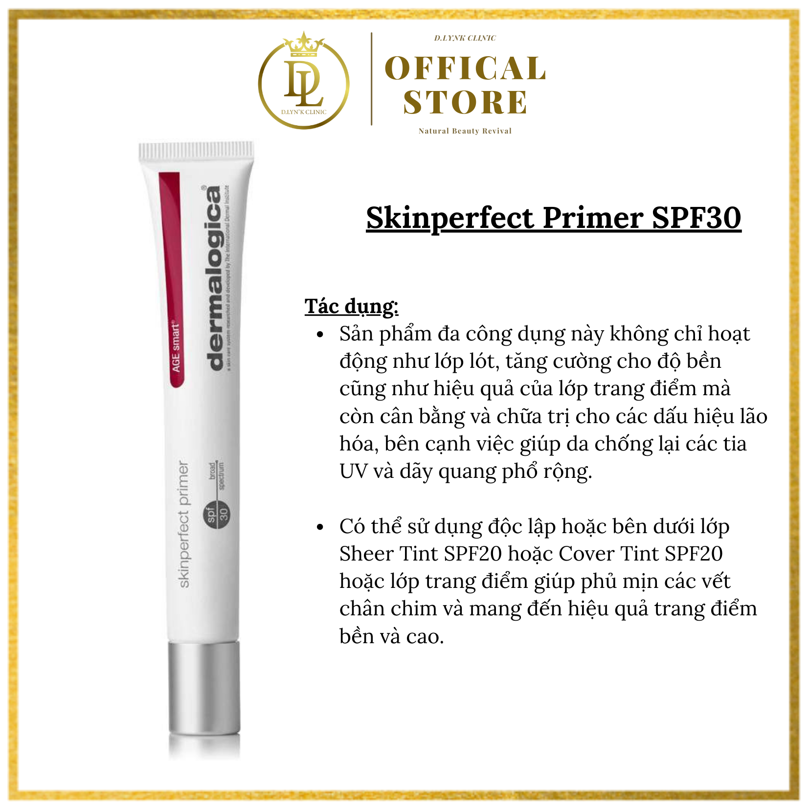 [HCM-freeship] Mẫu thử Kem chống nắng có màu Dermalogica Skin Perfect Primer SPF30 sample 2ml - giúp che khuyết điểm cho làn da
