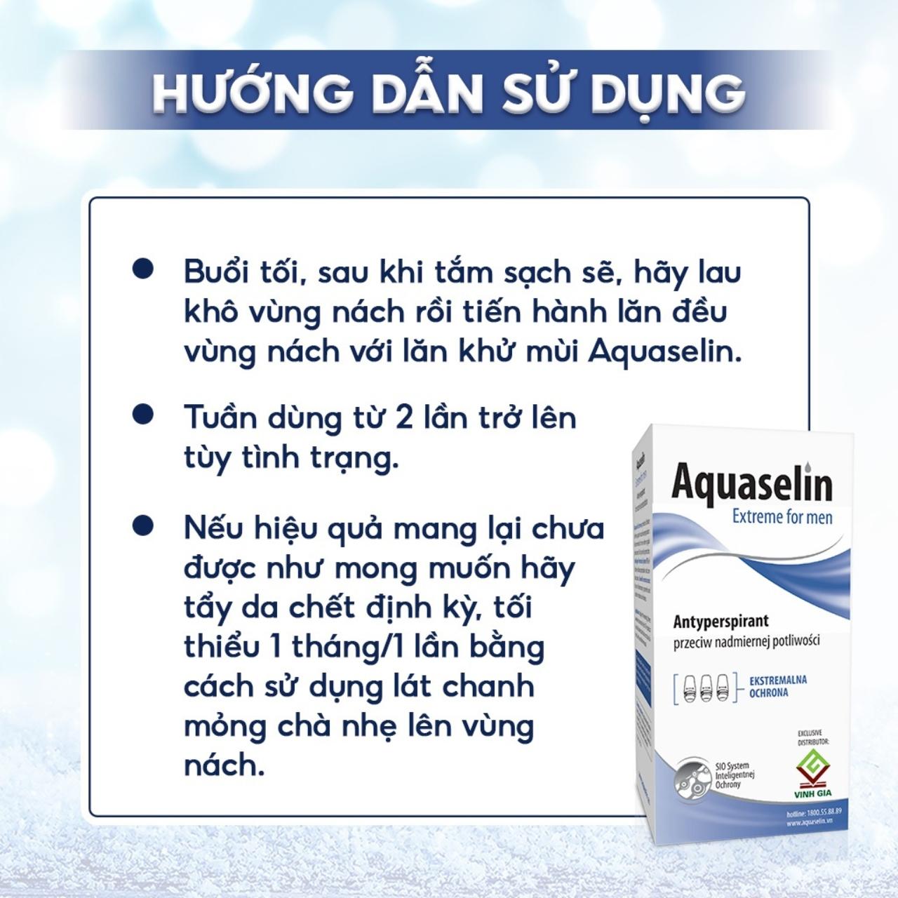 Combo 2 Hộp Lăn Khử Mùi AQUASELIN Extreme For Men Không Gây Ố Vàng Áo, Giảm Mồ Hôi Hiệu Quả Hộp 50ml