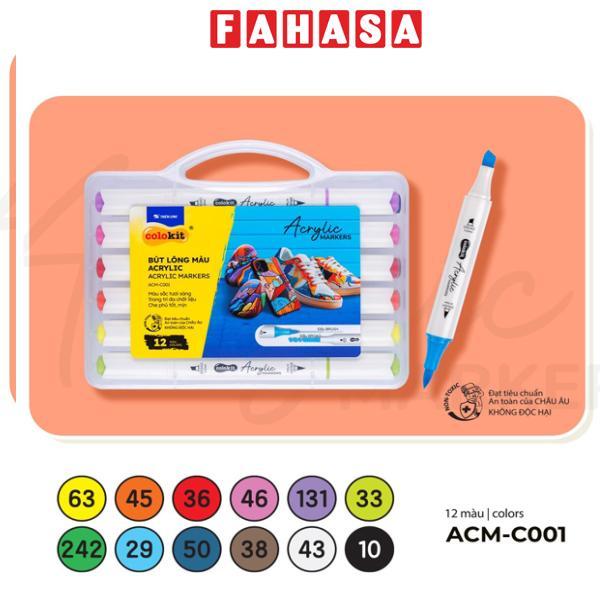 Hộp 12 Bút Lông Màu Acrylic Markers 2 Đầu - Colokit ACM-C001