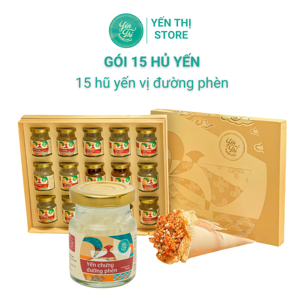 Yến Thị-Gói quà 15 hũ xuân 2023-30% yến hũ 70ml