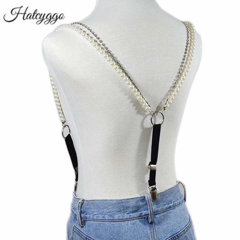 HATCYG Da Thời Trang Suspender Thắt Lưng Nữ Đeo Vai Dây Quần Lót Ren Nịt Bụng Nữ Ngọc Trai Cao Cấp Điều Chỉnh Kim Loại Kẹp Dây