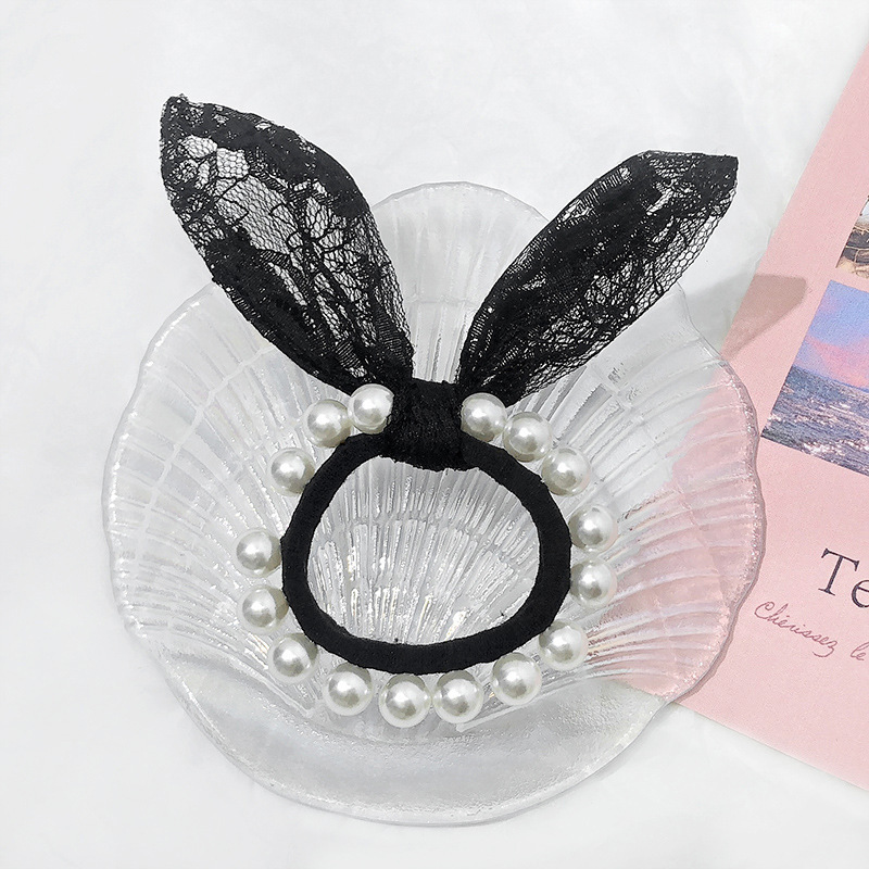 Cột Tóc Đính Châu Tai Thỏ Ren Siêu Xinh