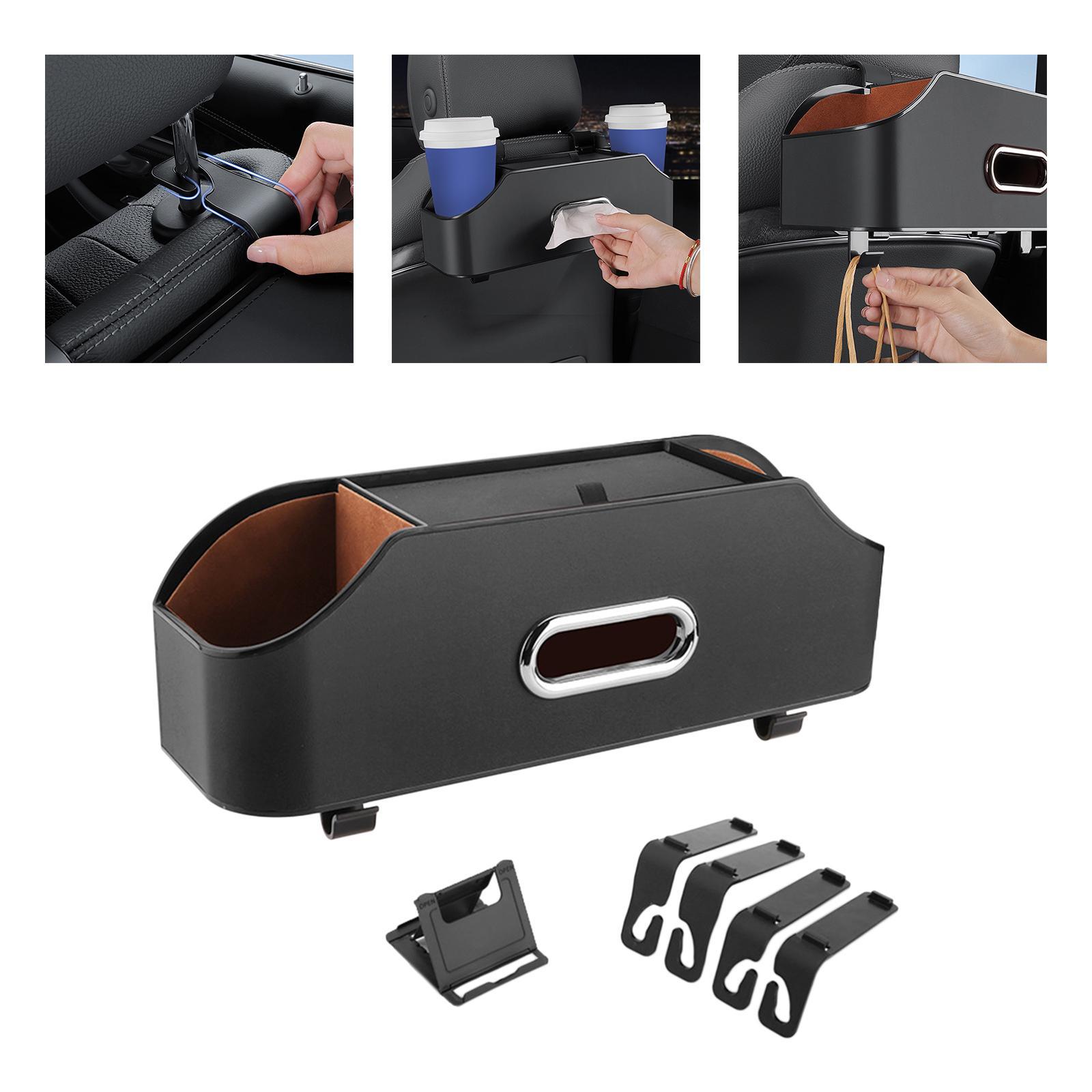 Car Seat Back Organizer Tissue Holder Backseat Storage Box Convenient Easy Installation Storing Paper Towels 2 Cup Holder