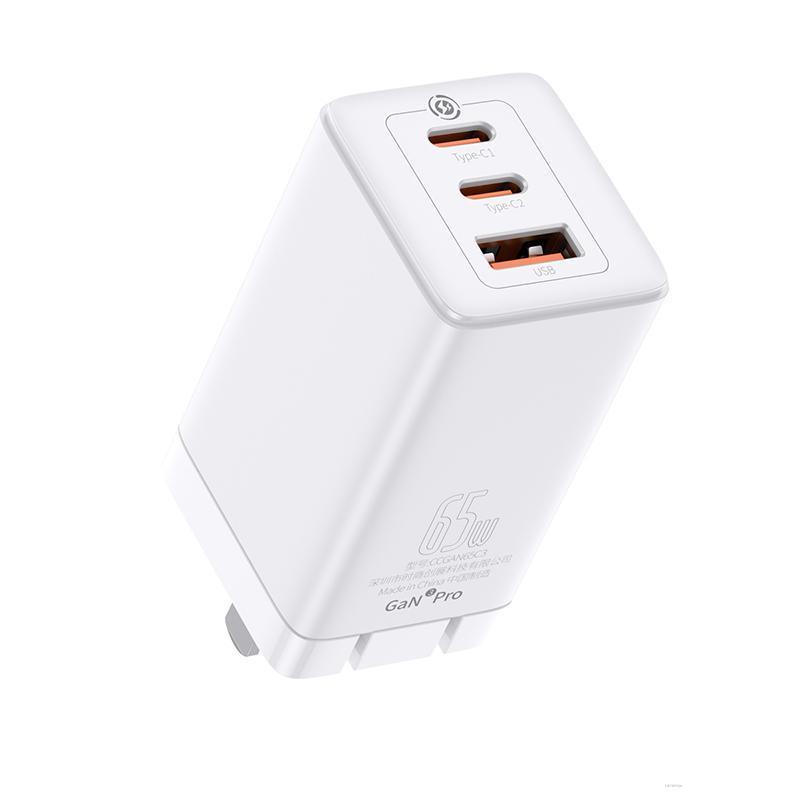 Bộ sạc nhanh Baseus GaN3 Pro Quick Charger 65W (Type Cx2 + USB , PD3.0/ PPS/ QC4.0/ SCP/ FCP Multi Quick Charge Protocol, GaN2 Technology) hàng chính hãng