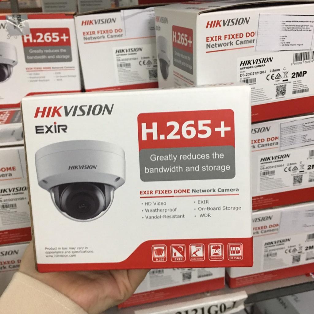 Camera IP bán cầu Dome DS-2CD2121G0 HIKVISION Poe ngoài trời và trong nhà.Chuẩn nén H.265+,Chống ngược sáng - Hàng Chính Hãng