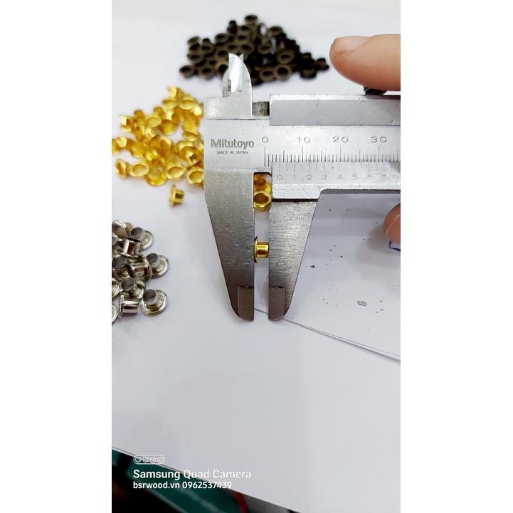 Khoen ore mắt cáo 4mm Bằng Thau không gỉ Màu bạc, vàng, đen, đồng Khuy mắt cáo bấm vải, quần áo, túi xách, đồ da