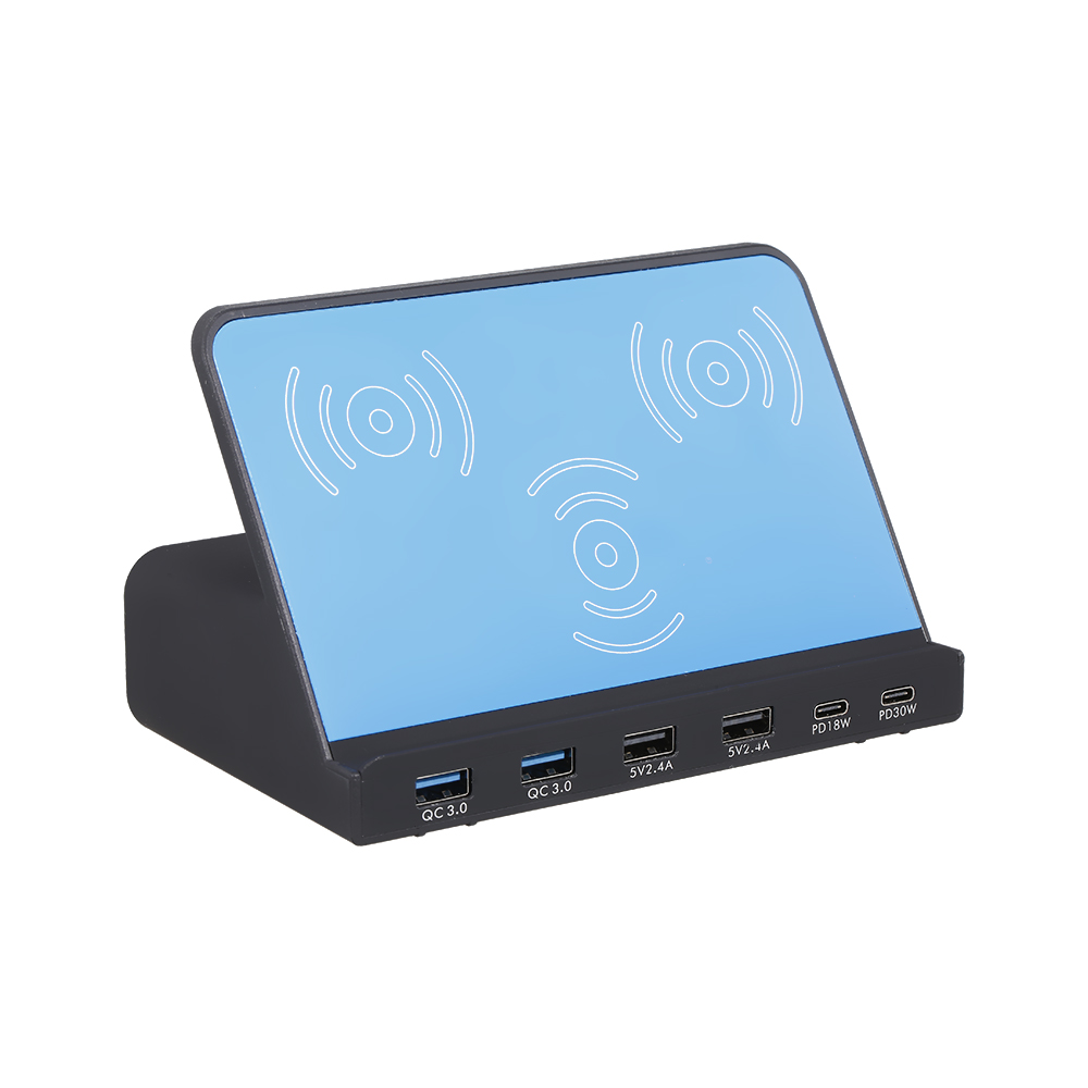 Bộ sạc 819 6 cổng USB Không dây PD + QC3.0 đa chức năng cho điện thoại di động / máy tính bảng / máy tính xách tay