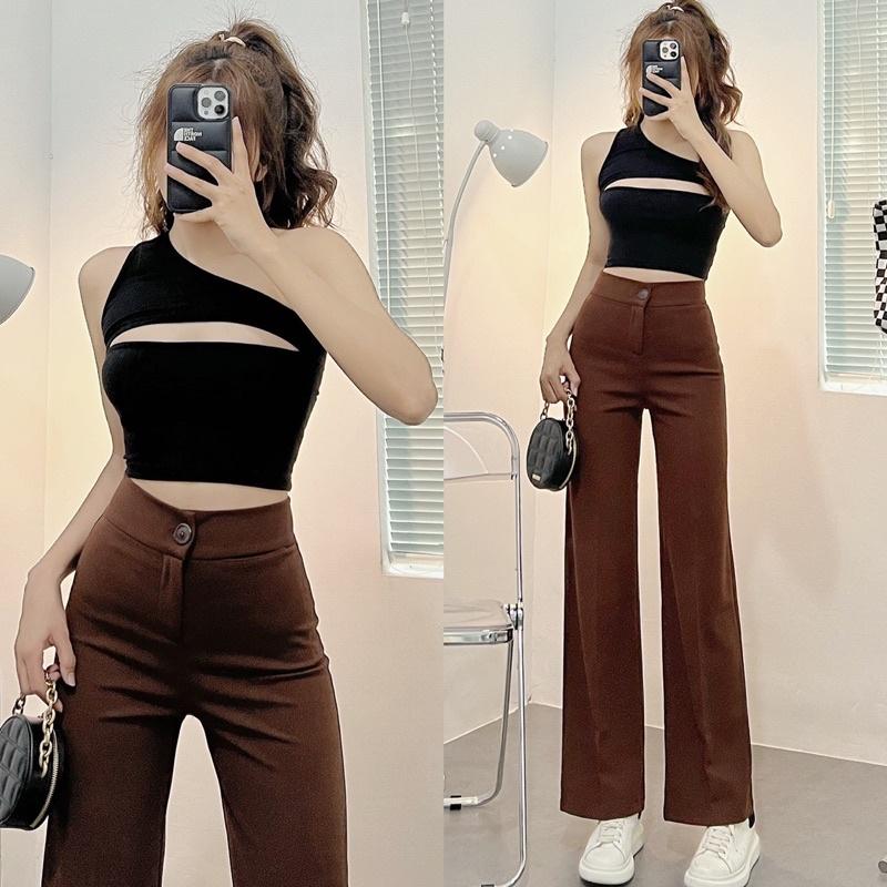Áo Croptop Cắt Kiểu 1 Vai Xẻ Ngực Siêu Xinh ( ẢNH THẬT 100