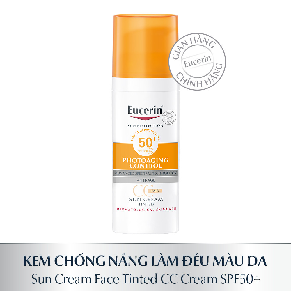 Kem Chống Nắng Làm Đều Màu Da Eucerin Sun Cream Face Tinted CC Cream SPF50+ 50ml (Tông Màu Da Tự Nhiên)