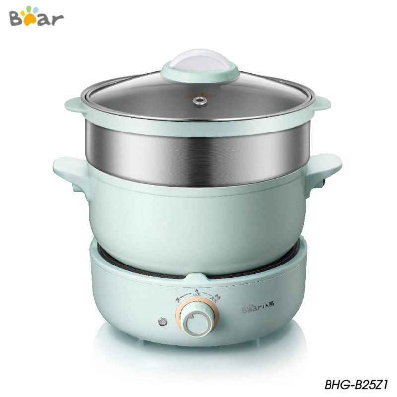 Nồi Điện Đa Năng Bear Model B25Z1 Tặng Kèm Lồng Hấp, Dung Tích 2,5L - Hàng Chính Hãng