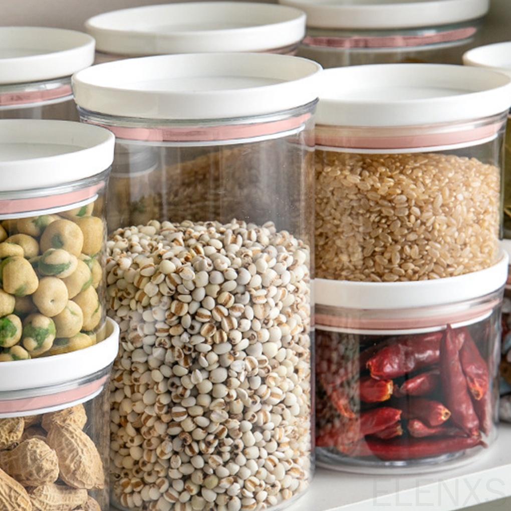 Food Container Kitchen Stackable Moisture-proof Grain Organizer Transparent Sealing Storage Holder with Lid ELEN