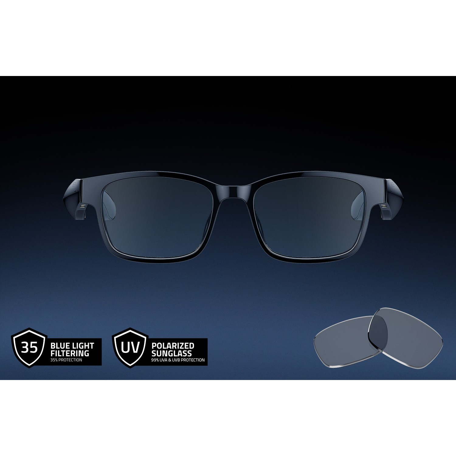 Kính Thông Minh Razer Anzu Smart Glasses Rectangle Blue Light - Hàng Chính Hãng