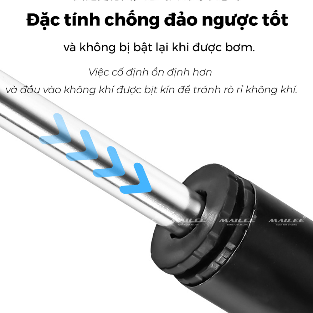 Bơm Xe Đạp Cầm Tay Bơm Lốp Xe Đạp ESL-60P Hợp Kim Nhôm, Bơm Lốp Xe Đạp gắn sườn xe 60 Psi Nhỏ Gọn 2 đầu van riêng (cho van mỹ và van nhọn) - Mai Lee