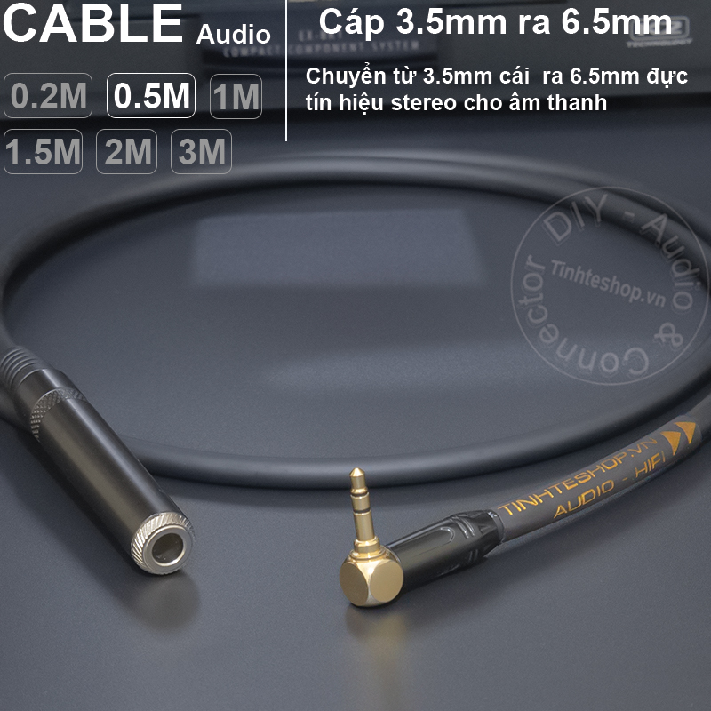 Cáp 3.5mm sang 6.5mm stereo DIY 0.2 đến 5 mét - 3.5mm male to 6.5mm female TRS cable