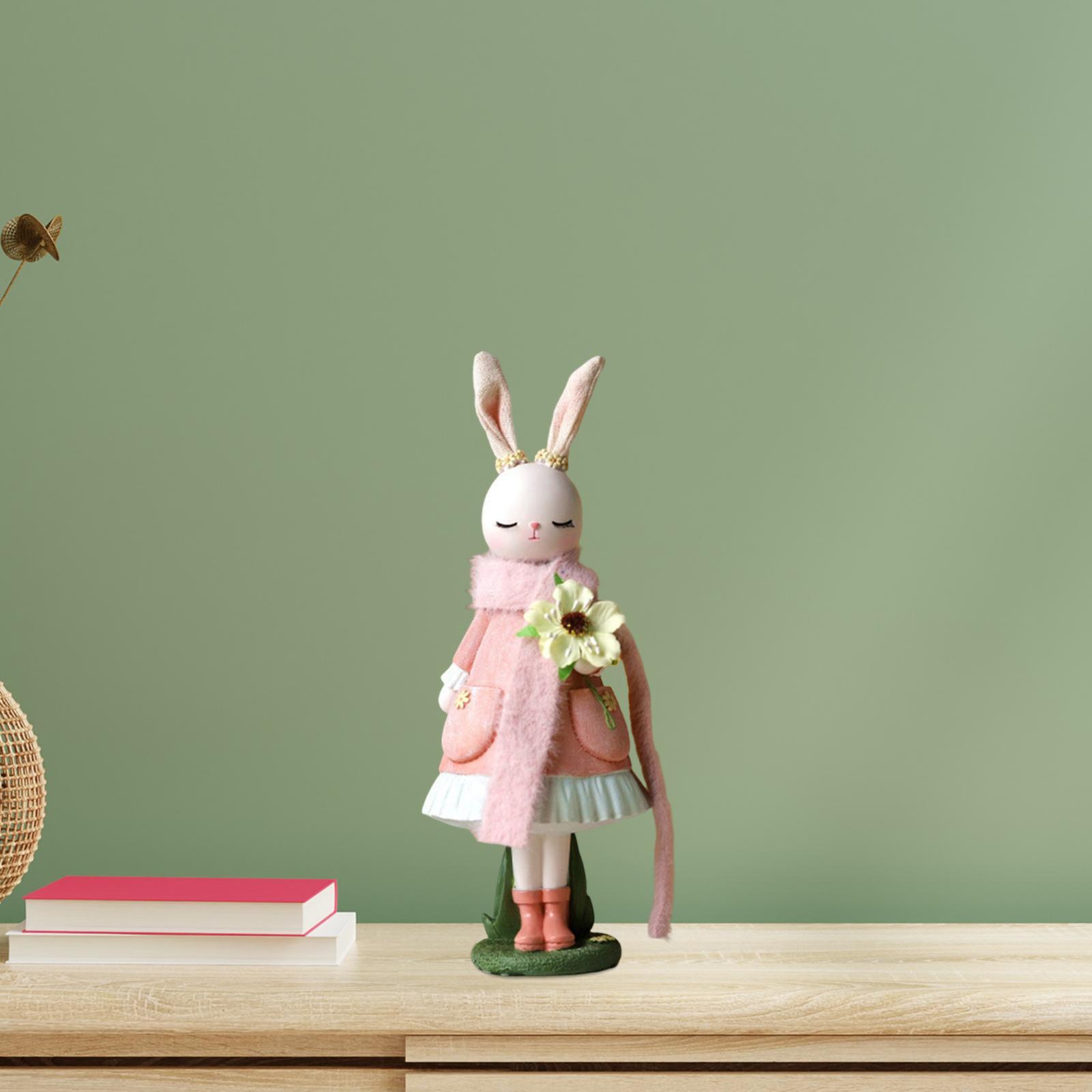 Modern Bunny Figurine Easter Rabbit Statue for Desktop Office Bookshelf