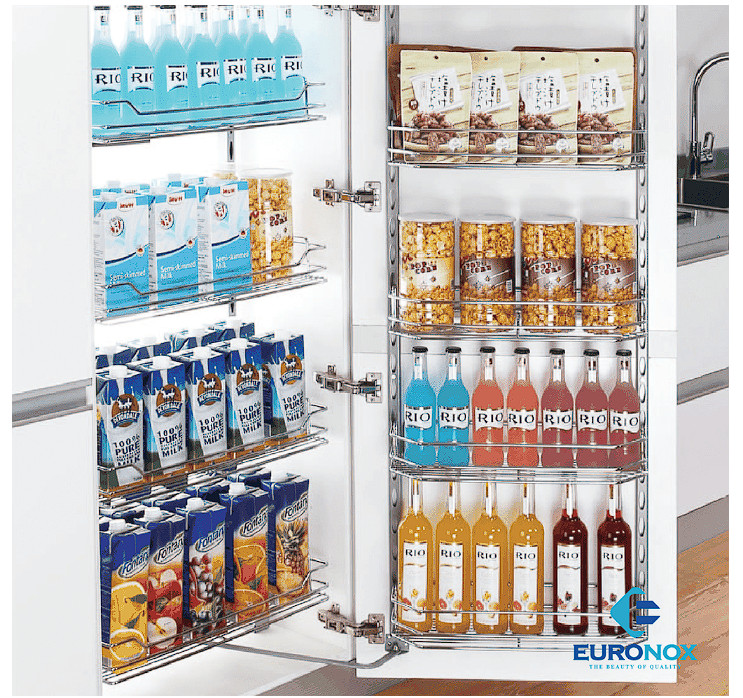 Tủ kho nan cánh mở - 4 tầng 4-Shelf Push-to-Open Pantry Unit with Flat-bar