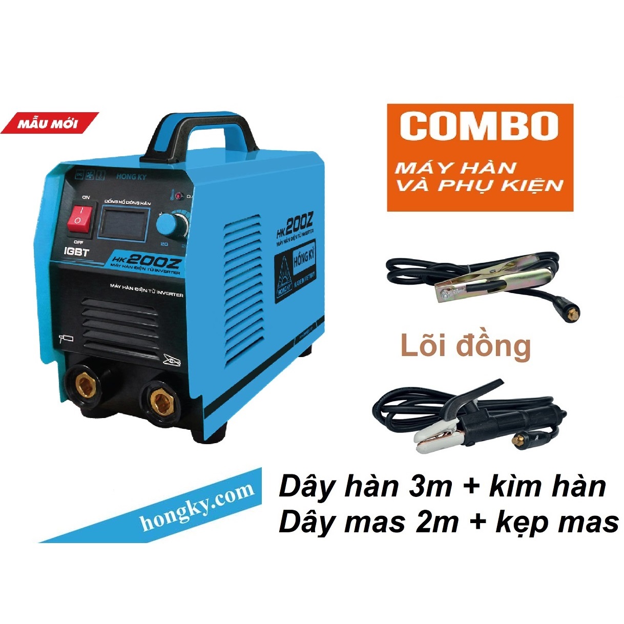 Máy hàn que điện tử Hồng ký HK 200Z - Công nghệ hàn tiên tiến IGBT, hàn que 1.6-3.2mm