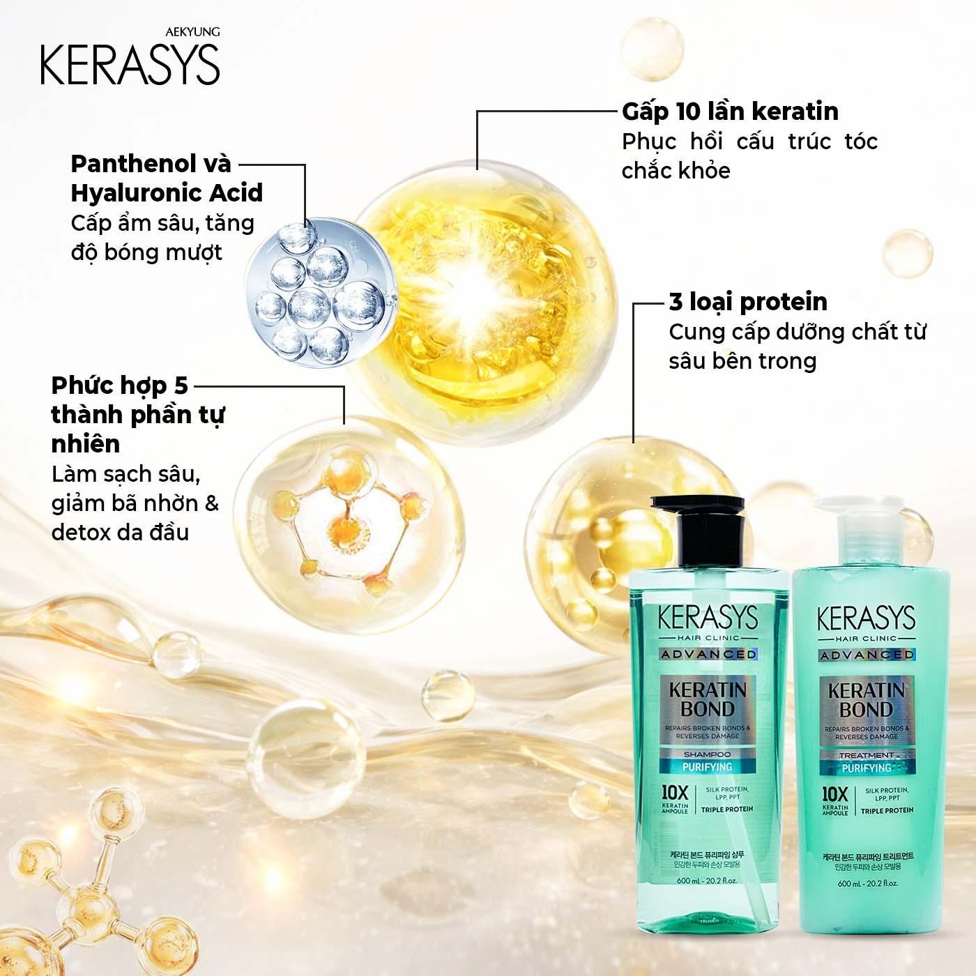 Dầu gội cao cấp Hàn Quốc Kerasys Keratin Bond Purifying (Phục hồi chuyên sâu, sạch sâu và detox da đầu) 600ml