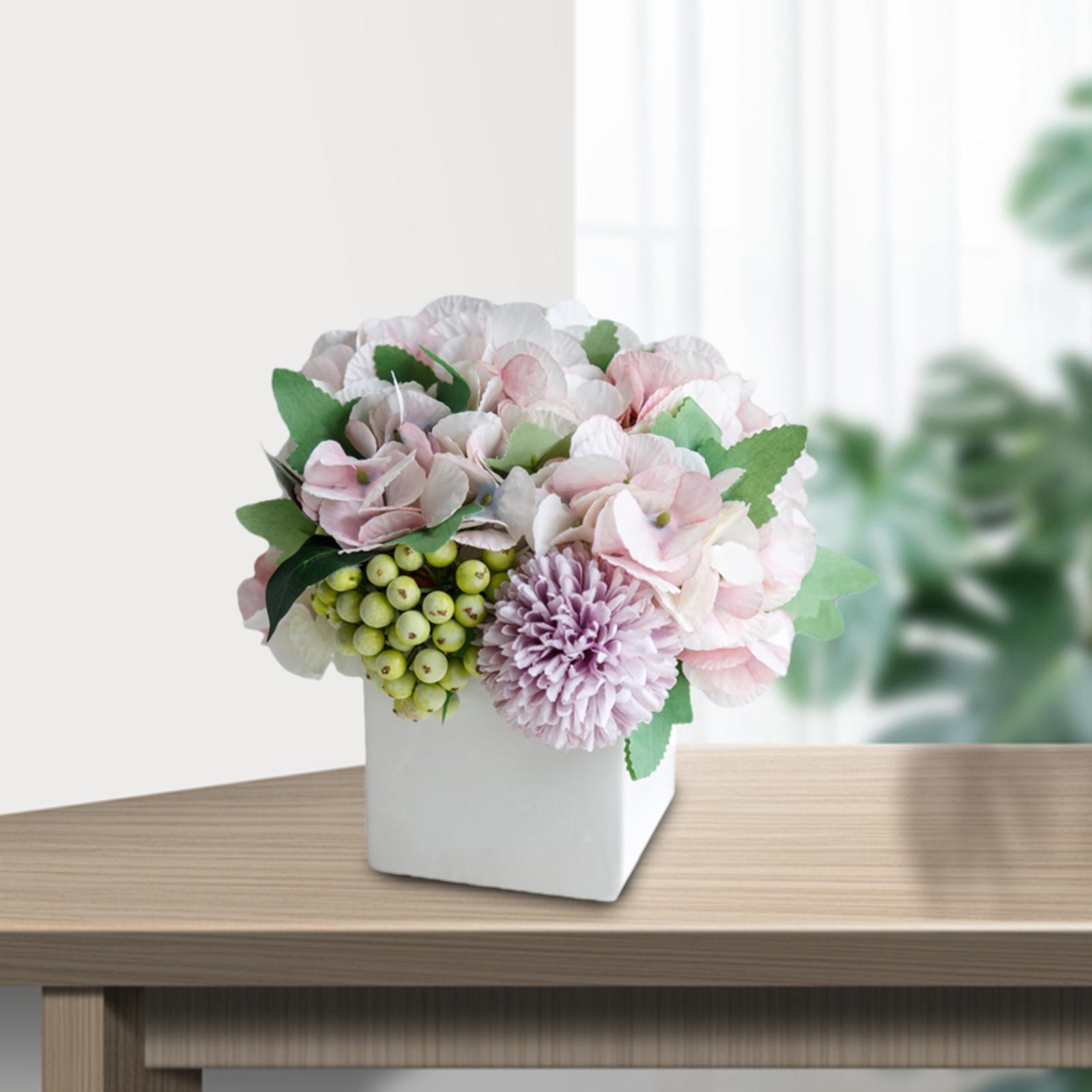 3Pcs Artificial Silk Flowers Hydrangea for Home Office Centerpieces Decor