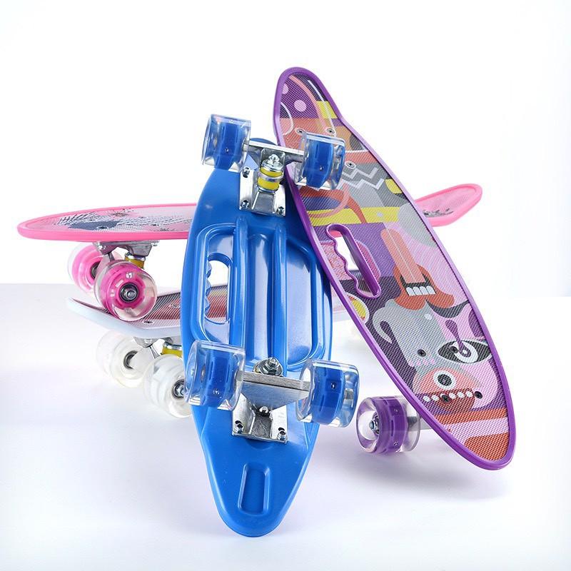 Ván trượt Skateboard Penny nhiều màu có bánh đèn led phát sáng mẫu lơn chịu lực 120kg cho người lớn và trẻ em