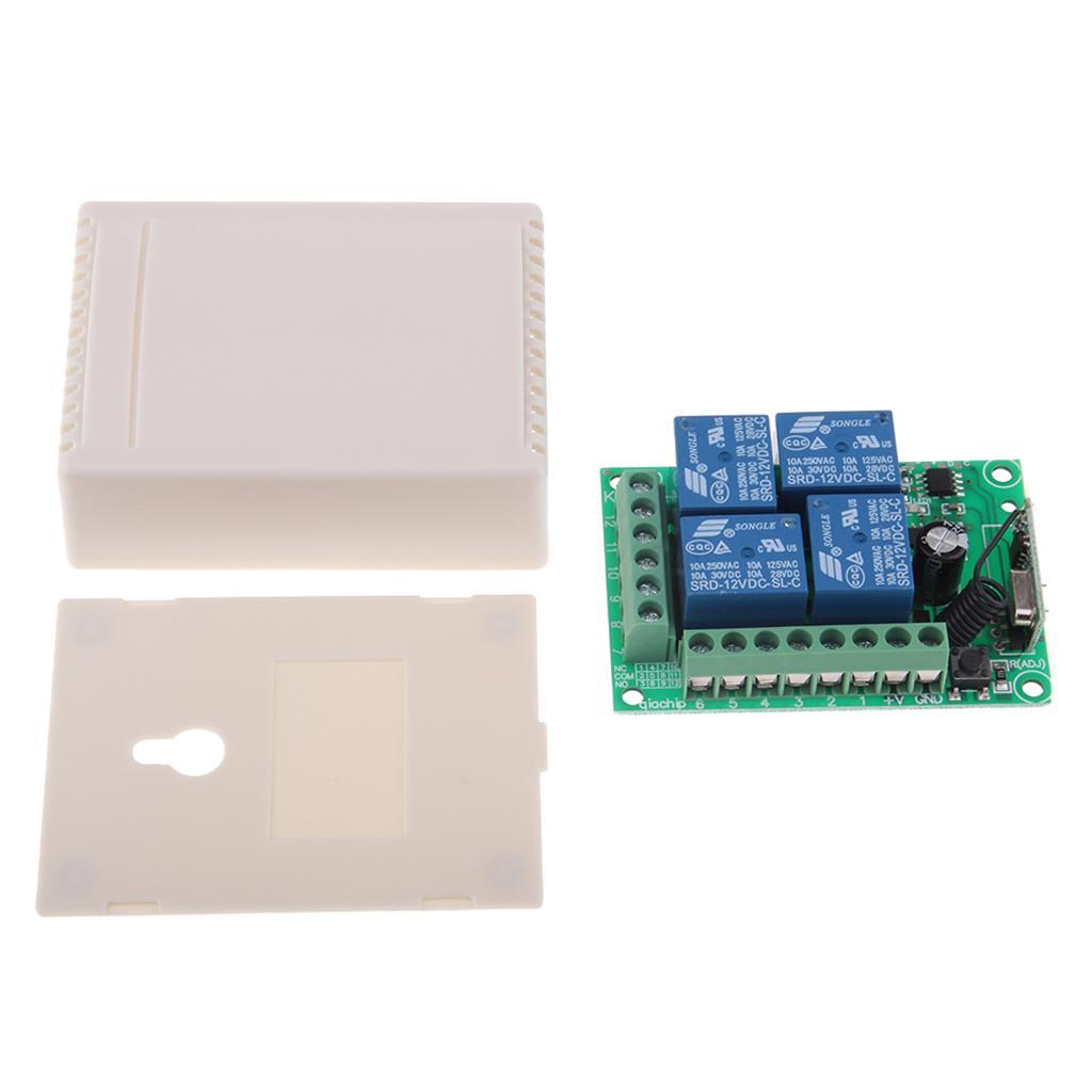 433MHz DC 12V 4 Channel Wireless RF 4 Relay Remote Control Switch Receiver