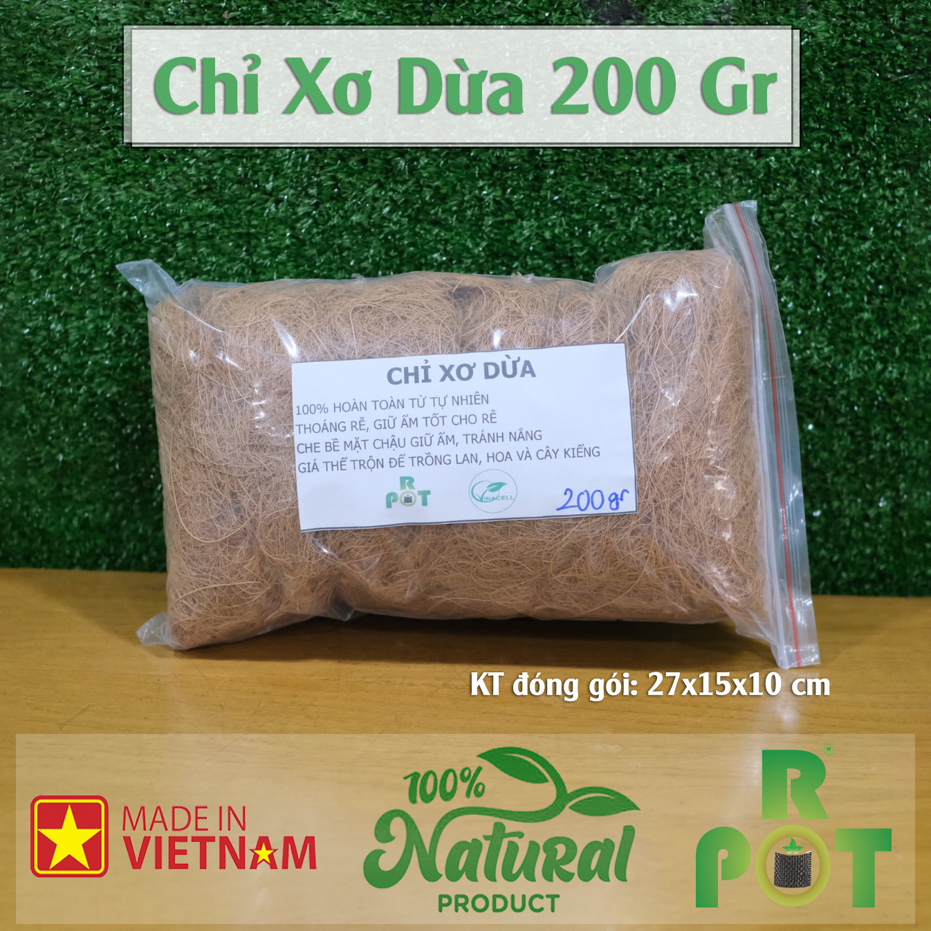 Chỉ Sợi Xơ Dừa  200gr ,Giữ Ẩm, Che Phủ Cây Trồng Chống Nấm Và Vi Khuẩn.