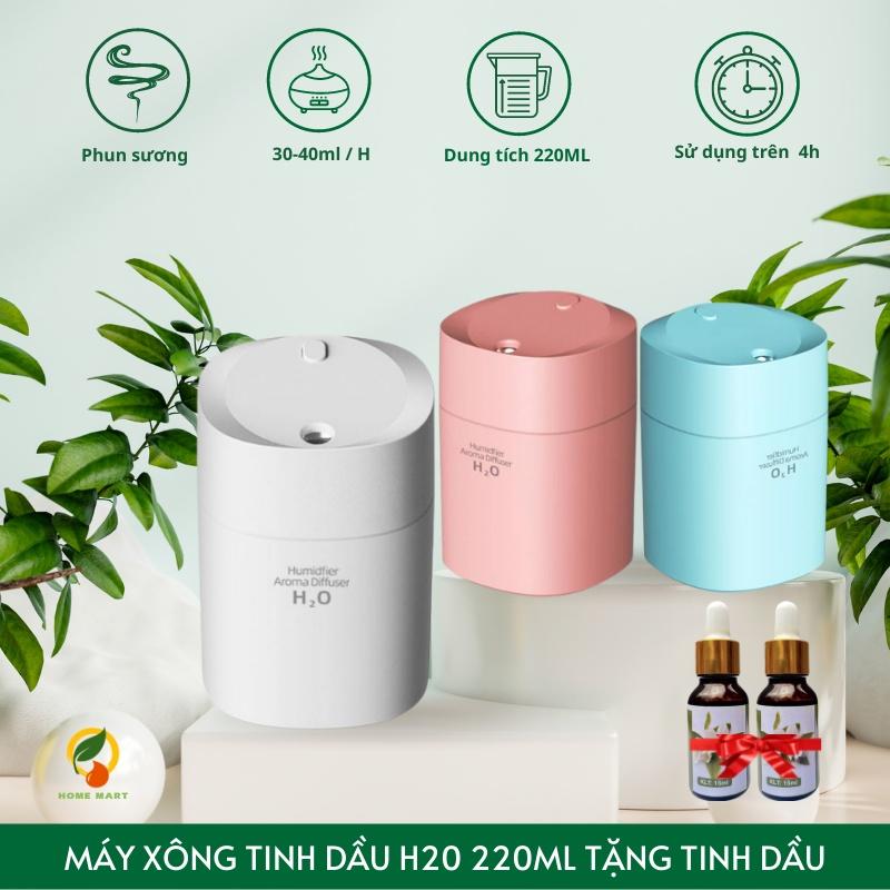 Máy tạo độ ẩm phun sương mini máy khuếch tán tinh dầu toả hương thơm cho phòng ngủ HUMIDIFIER 220ML, đèn Led