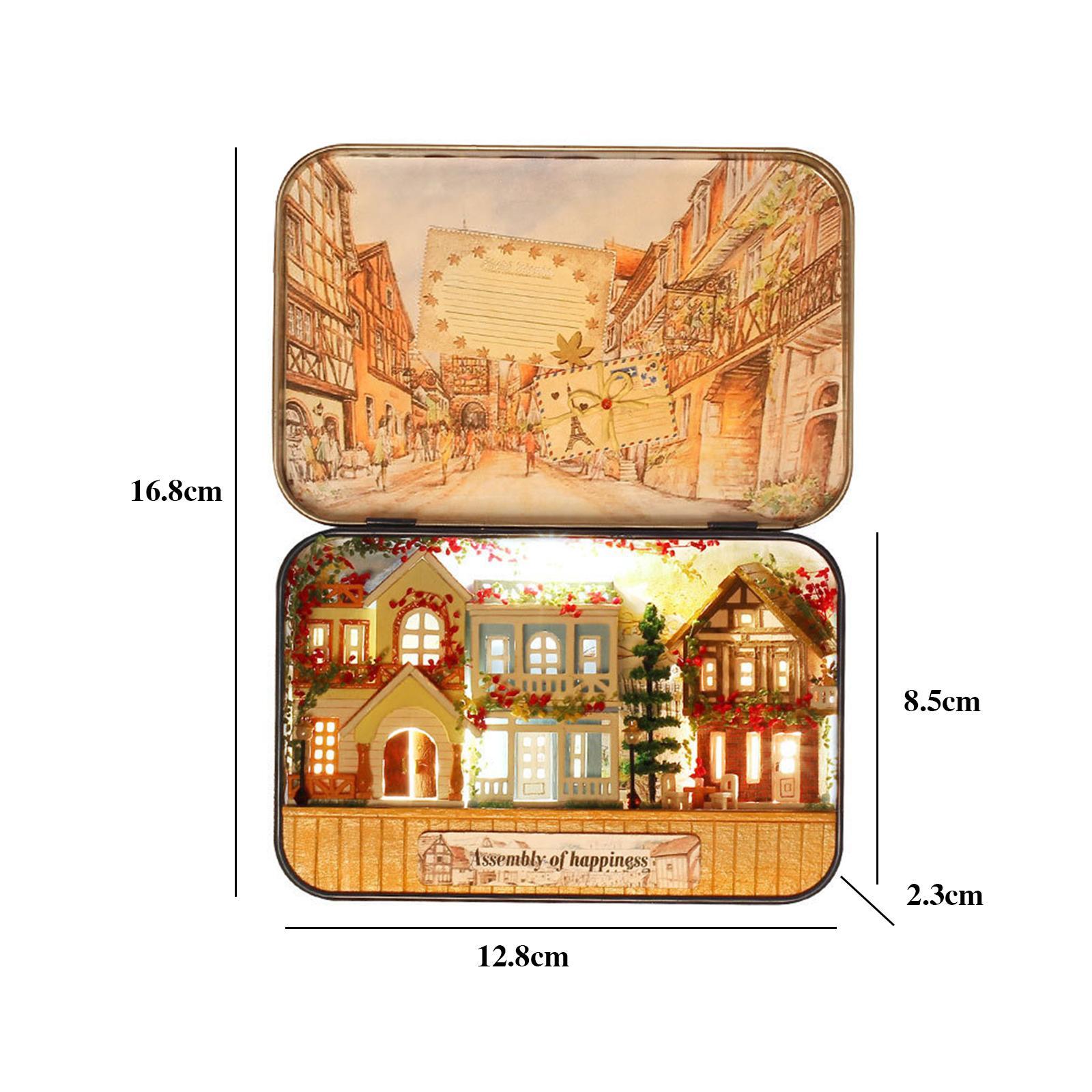 Wooden Dollhouse House Kit with Lights DIY Puzzle Toys Creative Room Romantic Dollhouse Decor Accessory for Kids Women Friends Adults