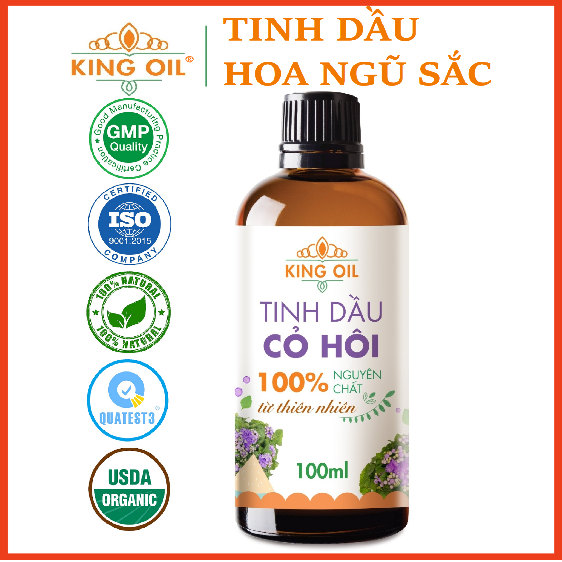 Tinh dầu hoa ngũ sắc (hoa cứt lợn, hoa cỏ hôi, hoa ngũ vị) nguyên chất từ thiên nhiên - KingOil