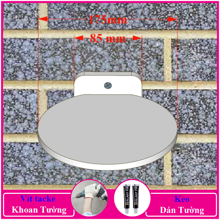 Kệ treo tường đặt cây cảnh không cần khoan, chất liệu gỗ Pitech cao cấp màu trắng - a20