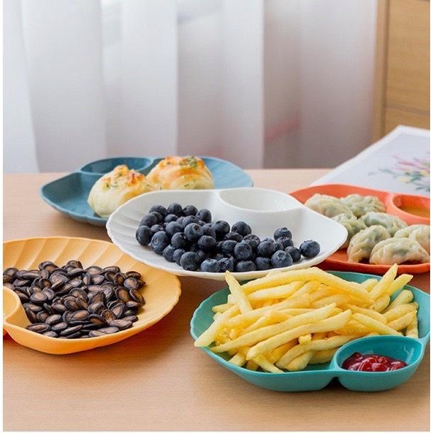 BỘ 4 ĐĨA NHỰA LÚA MẠCH HÌNH CON SÒ - DĨA ĐỰNG THỨC ĂN, BÁNH KẸO CÓ NGĂN ĐỂ GIA VỊ