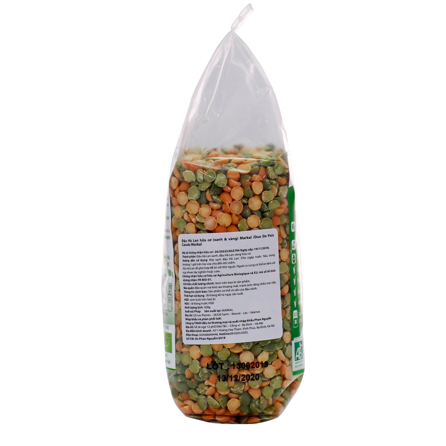 Đậu Hà Lan bóc vỏ hữu cơ 500g - Markal