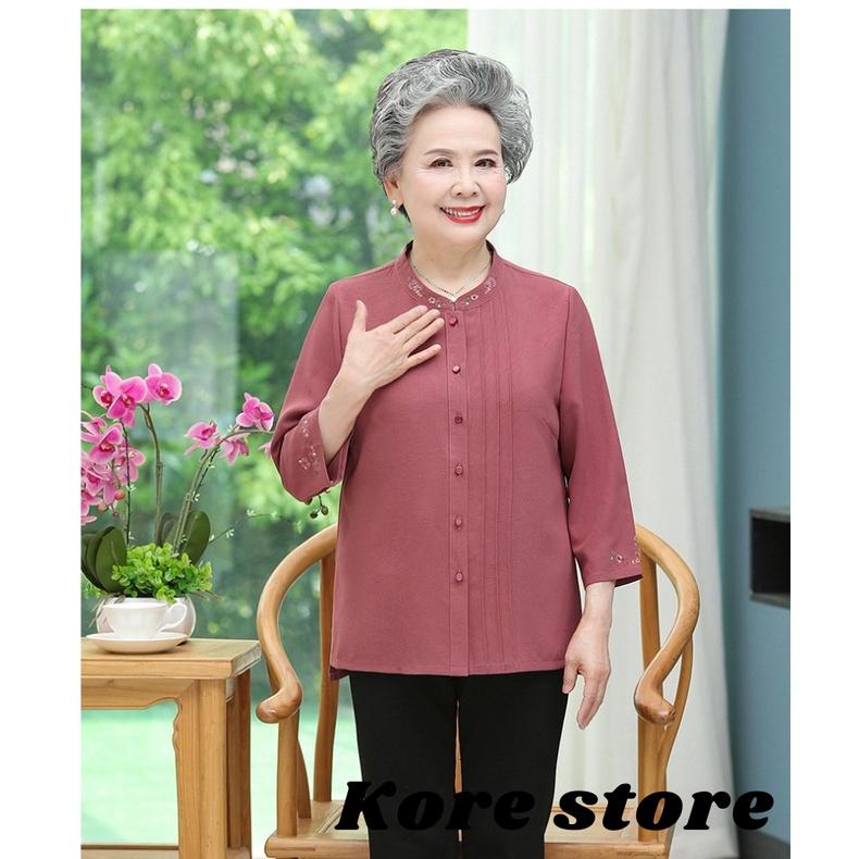 Áo sơ mi đũi trơn cao cấp cho người trung niên, người già