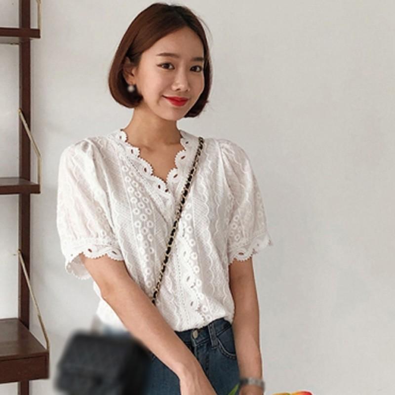 Áo Kiểu Tay Ngắn Cổ Chữ V Thời Trang Cho Nữ