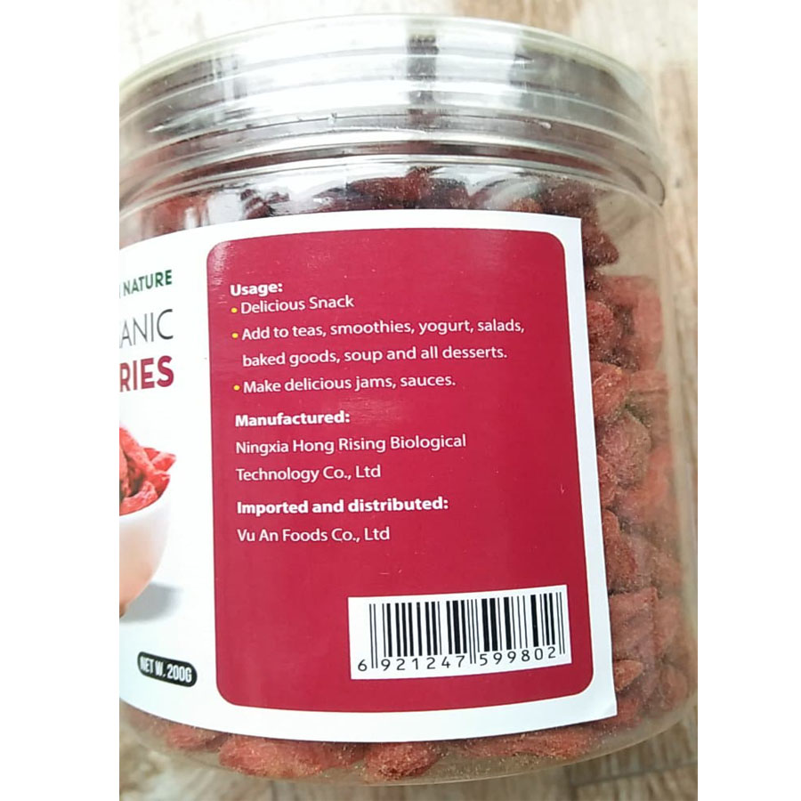 Kỉ tử hữu cơ 200g (Green nature organic goji beries)