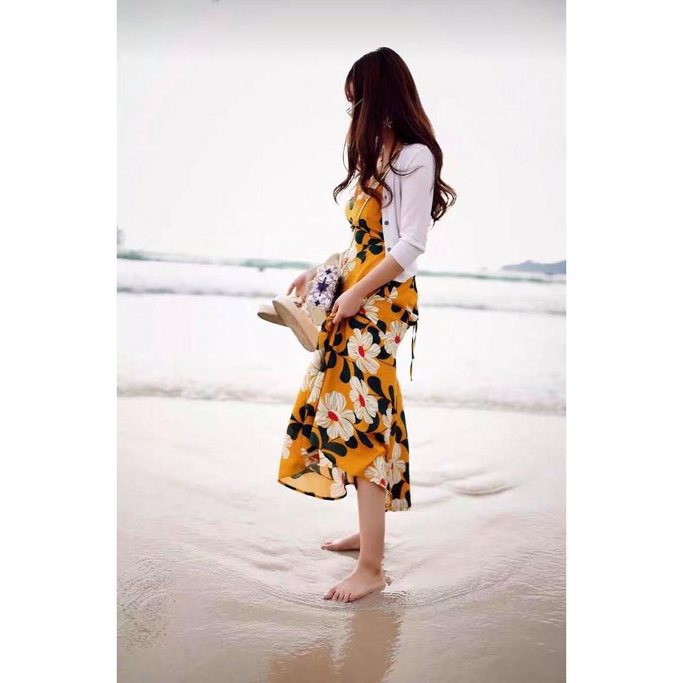 đầm maxi 2 dây đi biển hở lưng điệu đà đẹp như hình
