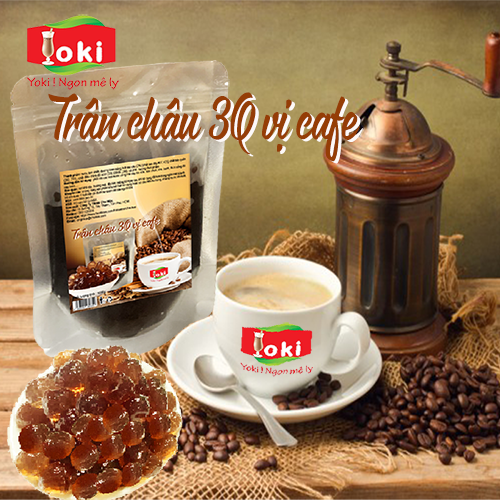 Trân châu 3Q vị cafe Yoki dai, giòn, quyện với vị đắng nhe thơm nồng nàn của cafe