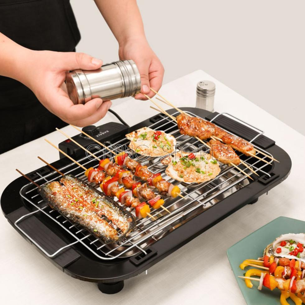 Bếp nướng điện không khói BBQ có khay đựng dầu mỡ tháo lắp dễ dàng, an toàn, tiện lợi