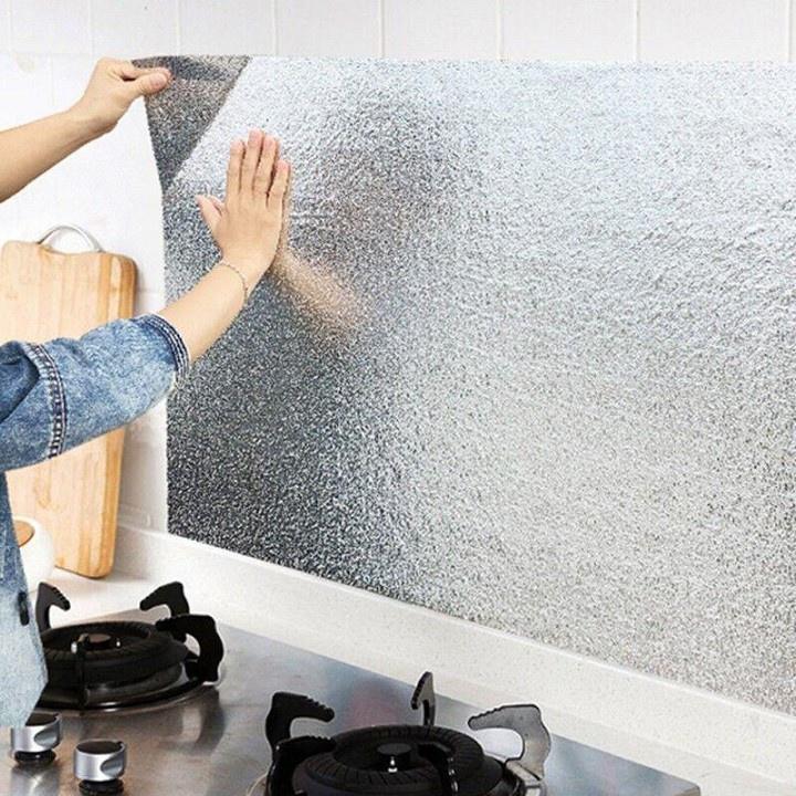 Giấy bạc dán tường nhà bếp chống dầu mỡ 3m × 0,6m | Miếng dán bếp tráng nhôm