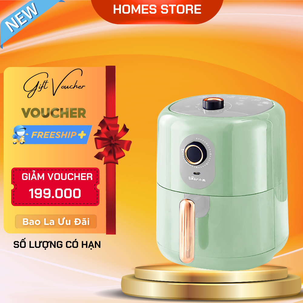 Nồi Chiên Không Dầu Bear QZG-B14D1 Cách Nhiệt Giảm Độ Ồn, Nhiệt Độ Từ 80-200 Độ C Dung Tích 3.5 Lít Công Suất 1400 W - Hàng Chính Hãng