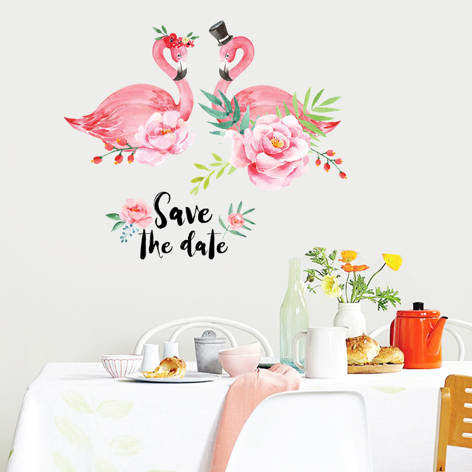 Decal dán tường Lồng chim hoa và đôi uyên ương - HP368