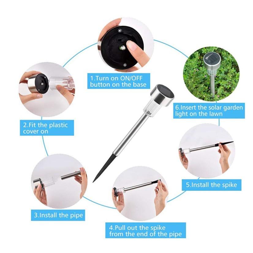 Bộ 10 ĐÈN LED TRANG TRÍ SÂN VƯỜN NĂNG LƯỢNG MẶT TRỜI SUS304