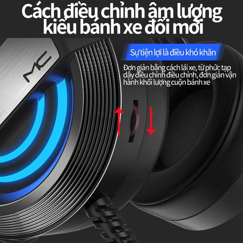 Tai nghe chụp tai máy tính GAMING MC Q9 có đèn LED đổi màu, có mic đàm thoại,headphone chơi game trên laptop-BH 6 THÁNG