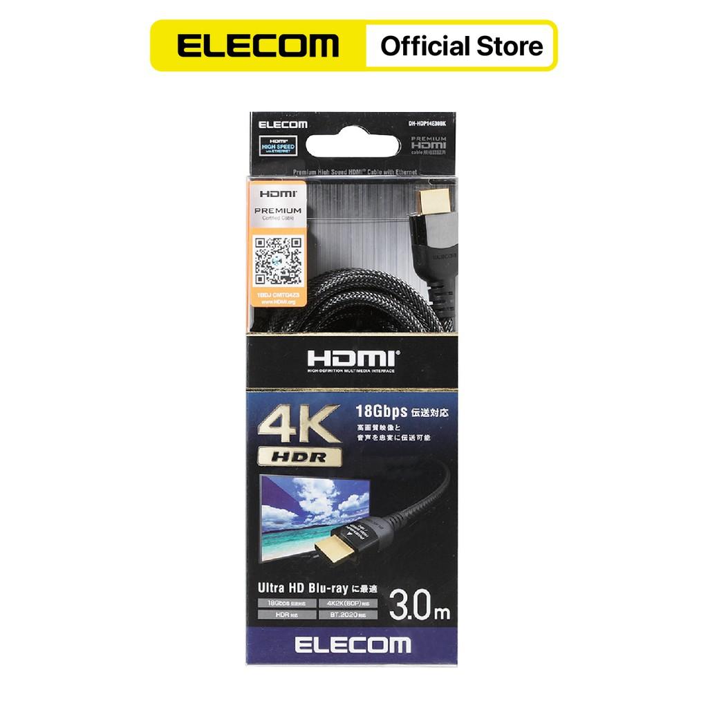 Dây Cáp HDMI 4K HDR, 3D Full HD, 1.0m, φ6.5mm, Nylon Elecom DH-HDP14E10BK ( đủ kích thước ) - Hàng chính hãng