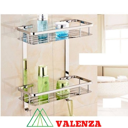Kệ nhà tắm, kệ để đồ nhà tắm inox sus304 dáng thẳng 2 tầng KVT02