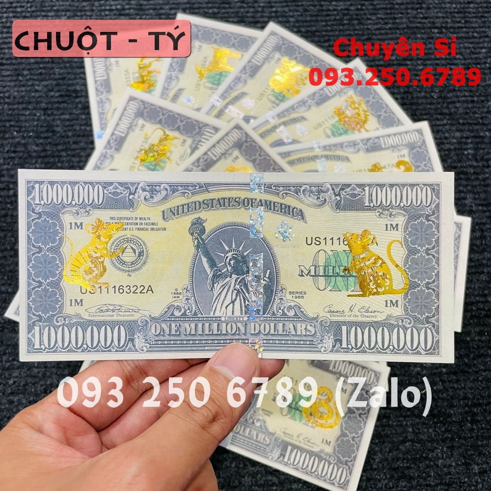 Tiền 1 Triệu Đô Usd 12 con giáp mạ vàng, Kỉ Niệm Siêu Cấp Có Bảo An