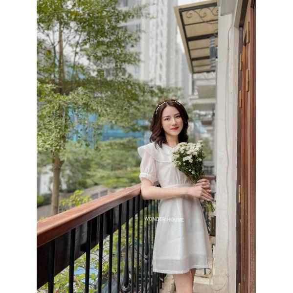 Đầm thiết kế WONDERHOUSE cổ v thủy thủ công sở, dạo phố chất xô mịn tôn dáng - Winter Dress